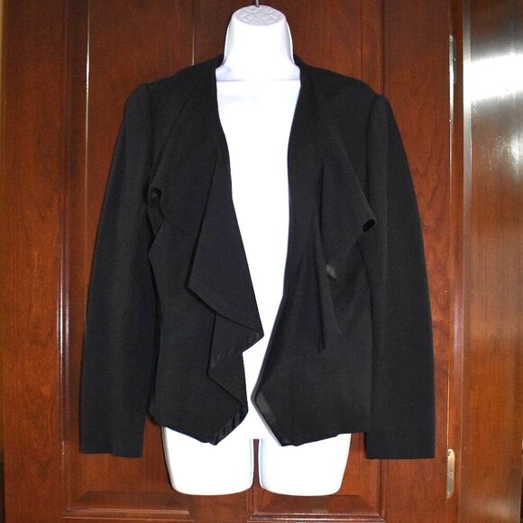 Vintage Cache Black Open Front Blazer Women’s 8 Ruffled Dressy Suit Jacket - Picture 4 of 14